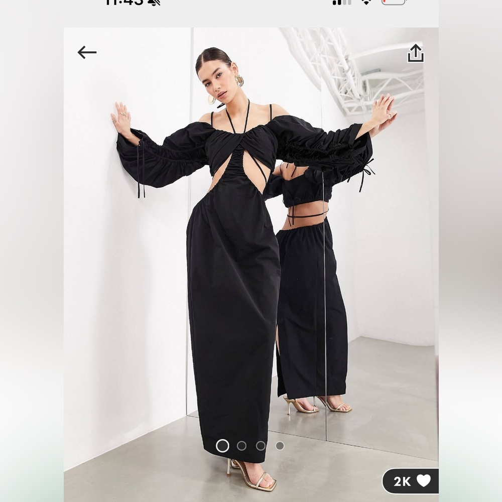 ASOS Edition Bardot oversized structured puff sleeve maxi dress